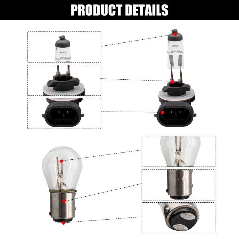 Drive-up Golf Cart Light Bulb Kit for Club Car DS,Halogen Headlight Bulb 1019881-01,Taillight Bulb 1011582 - Image 4